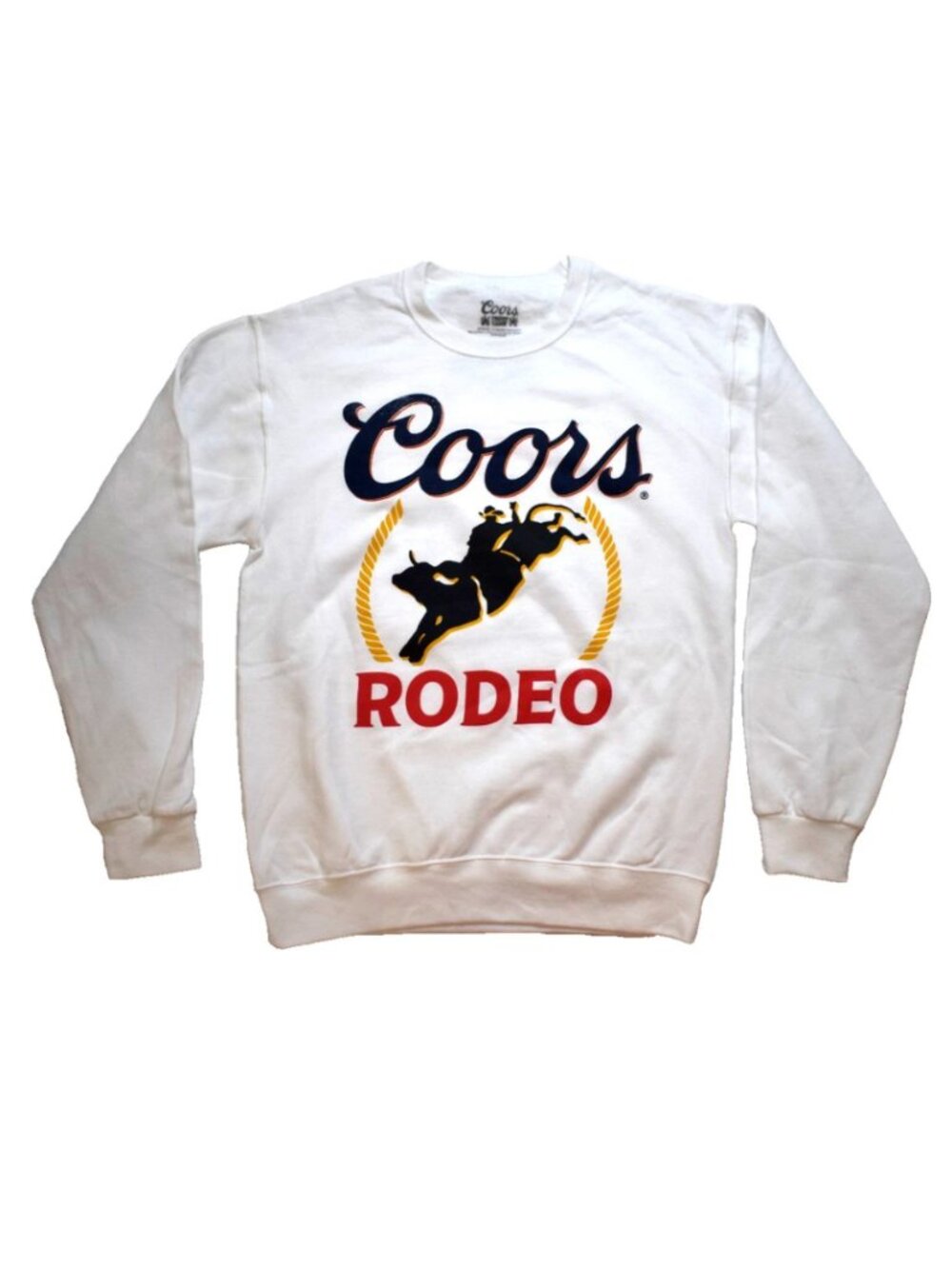 Coors Banquet Mens Coors Rodeo 2-Sided Print White Fleece Sweatshirt New Small